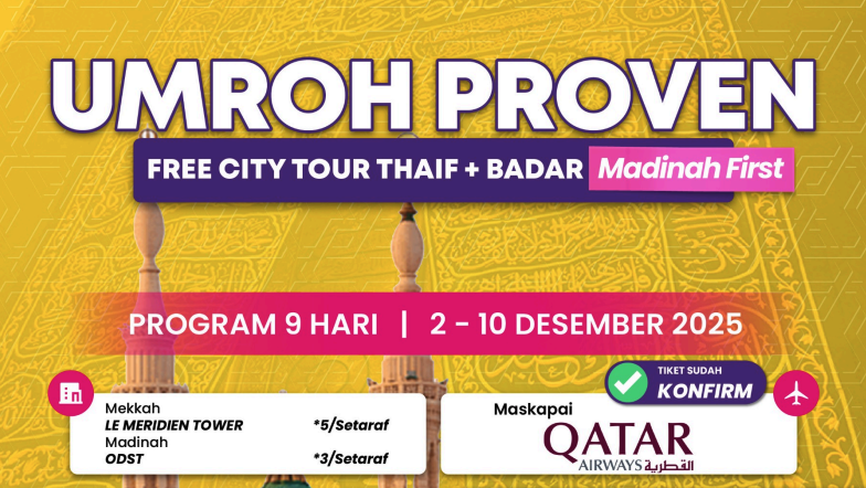 Proven 9 Hari Madinah First Qatar Airways Free City Tour Thaif Dan Suhada Badar
